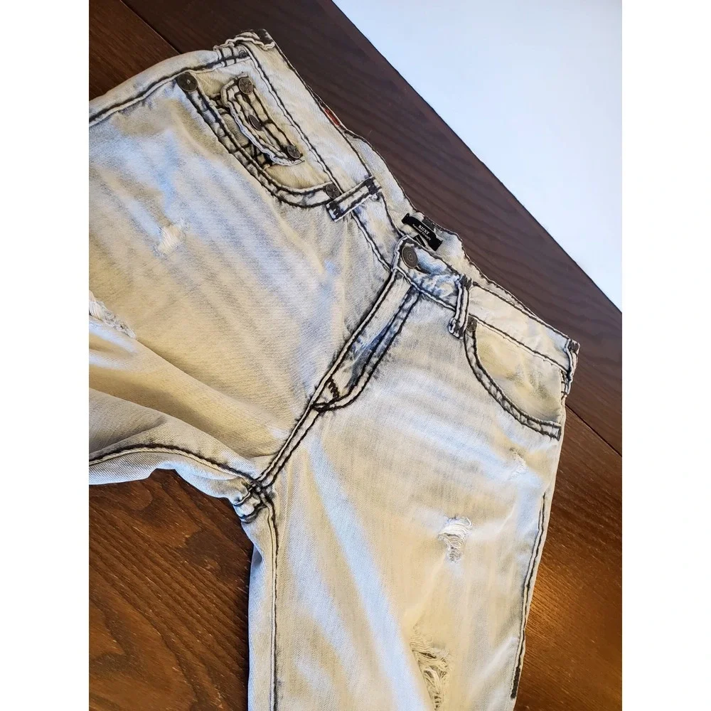 True Religion Ricky Relaxed Straight Flap Jeans Men's 40 Distressed‎ Y2K